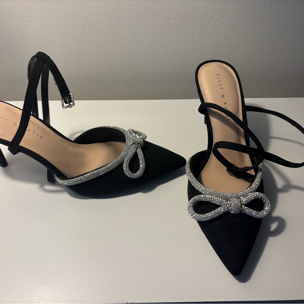 Kelly & Katie Black and Silver Women's Heels